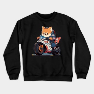 cat anime motorcycle Crewneck Sweatshirt